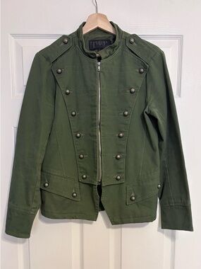 TRIPP NYC Military Jacket BD7090M Olive Green Double Breasted Zip Front Small